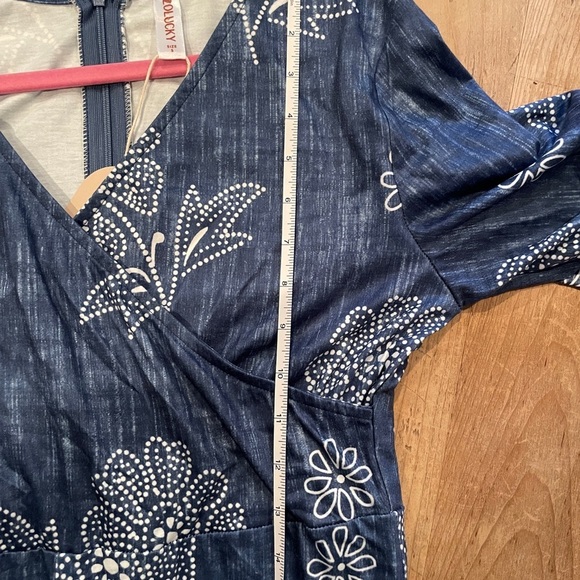 NWT Zolucky Blue White floral wide leg Jumper Boho beach festival summer S - Picture 12 of 14